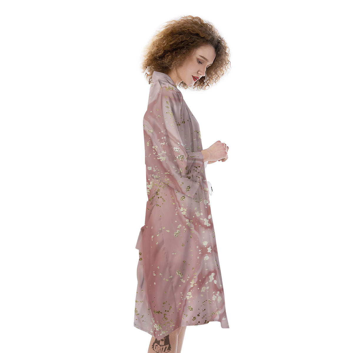 Marble Rose Pink Print Pattern Kimono-grizzshop