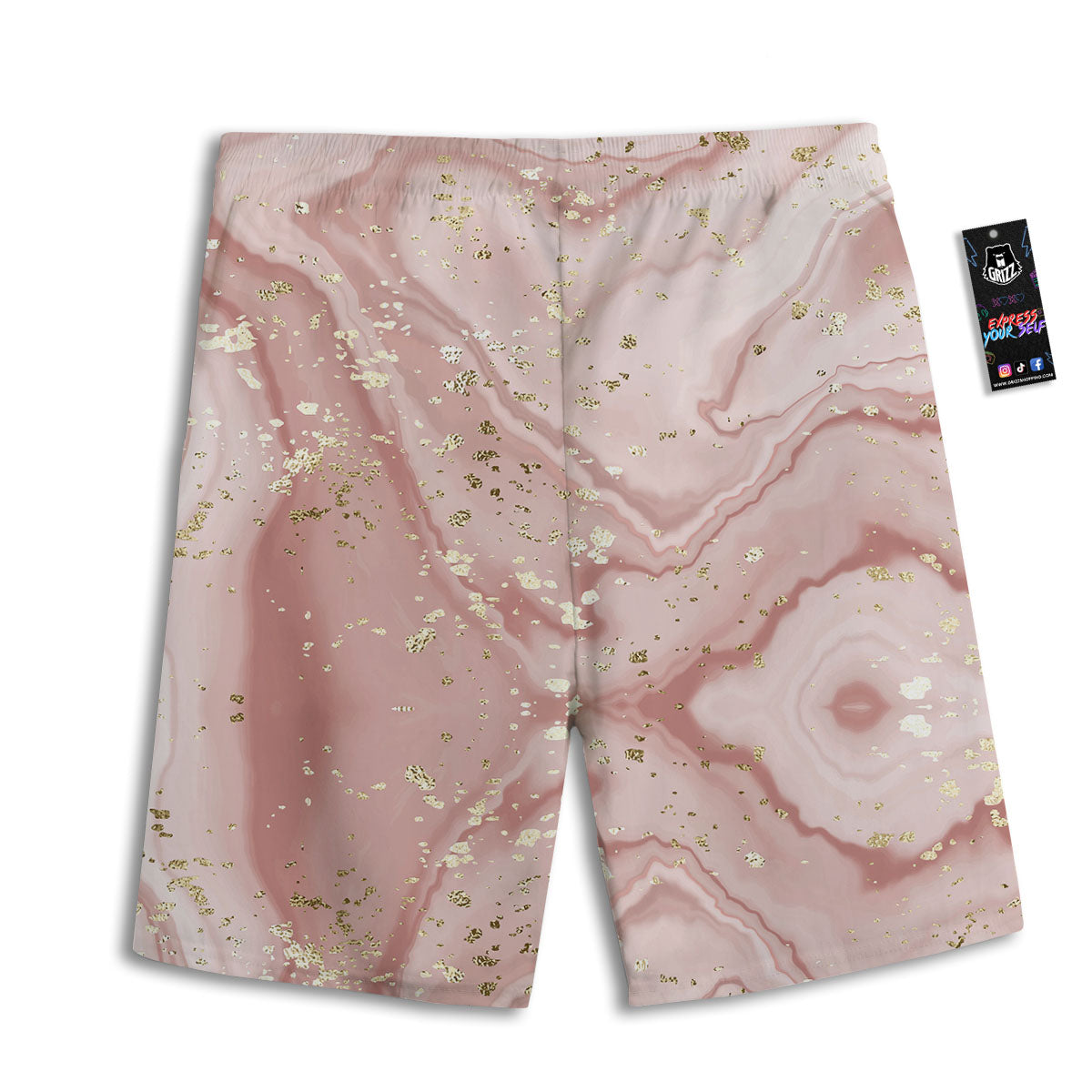 Marble Rose Pink Print Pattern Men's Athletic Shorts