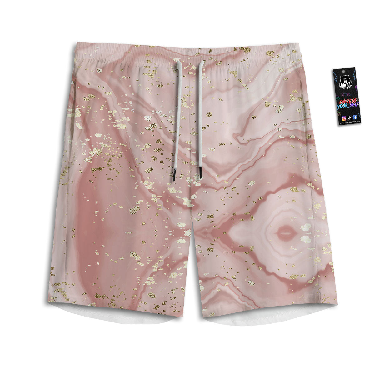 Marble Rose Pink Print Pattern Men's Athletic Shorts