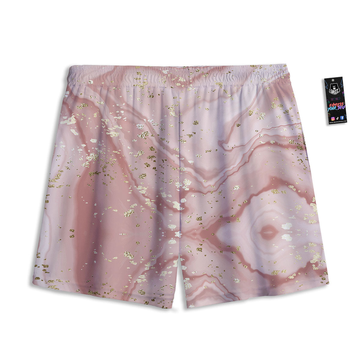 Marble Rose Pink Print Pattern Mesh Shorts