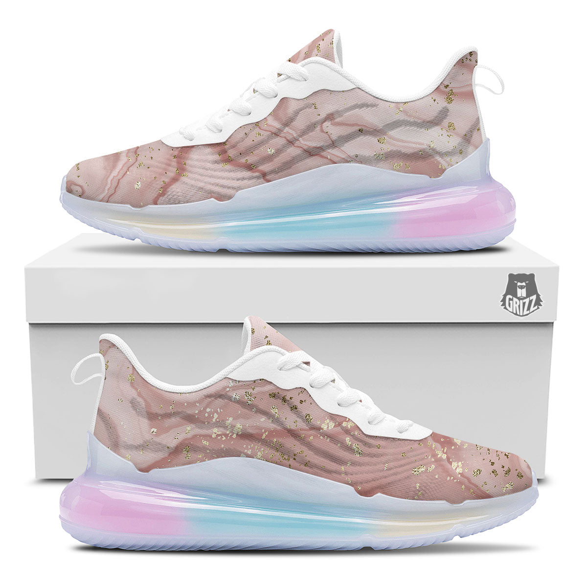 Marble Rose Pink Print Pattern Running Sneakers-grizzshop