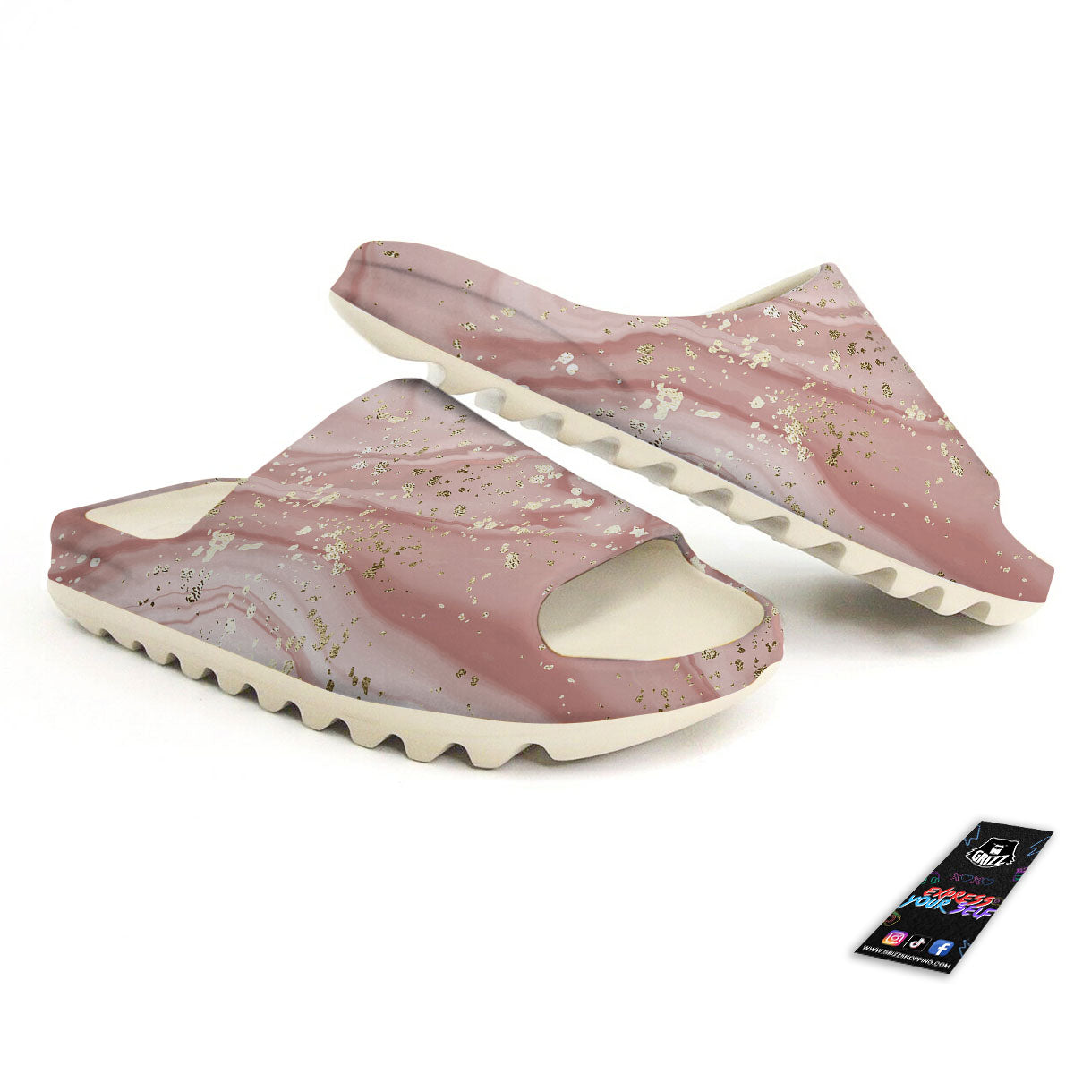 Marble Rose Pink Print Pattern Sandals-grizzshop