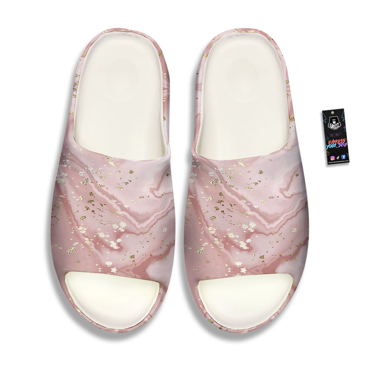 Marble Rose Pink Print Pattern Sandals-grizzshop