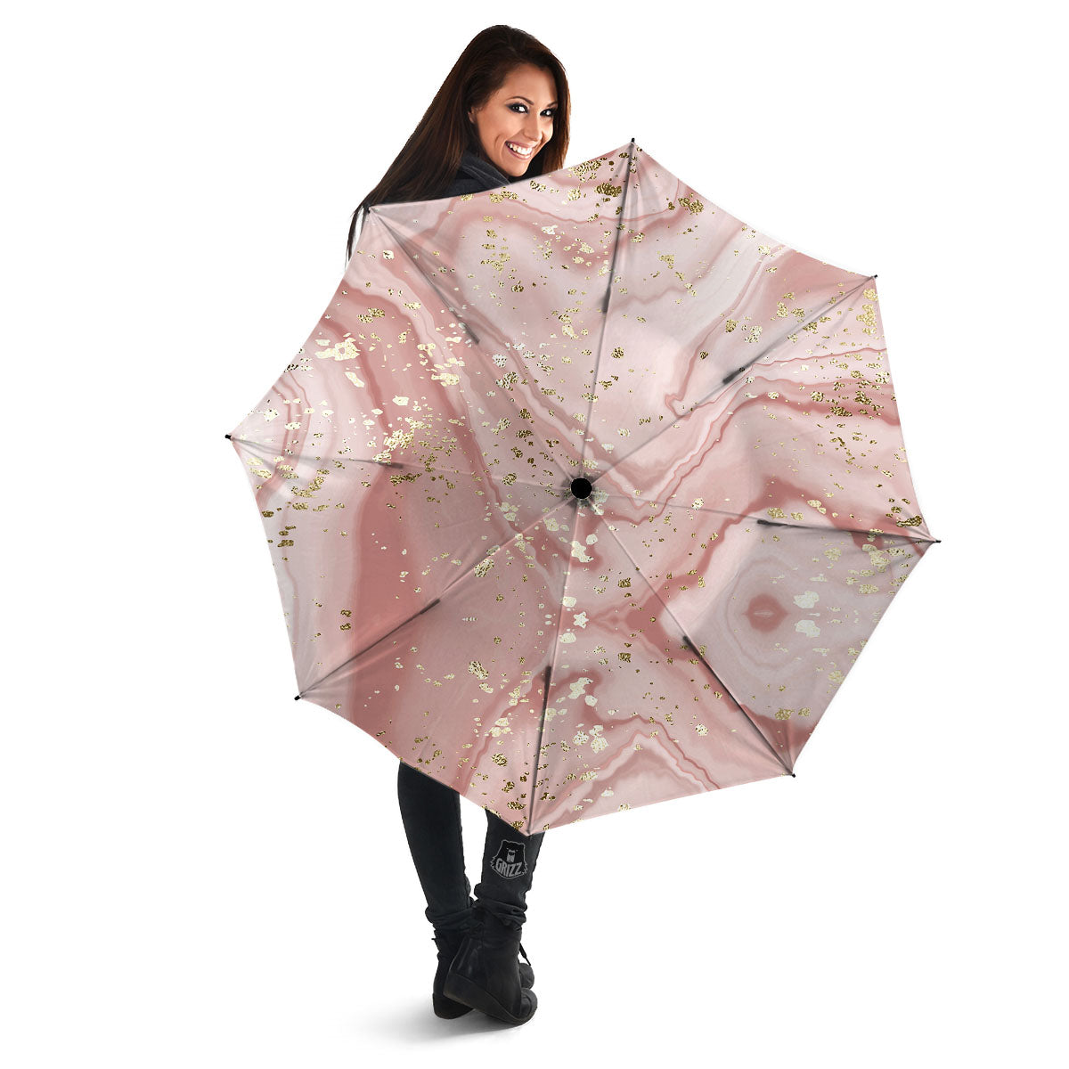 Marble Rose Pink Print Pattern Umbrella-grizzshop