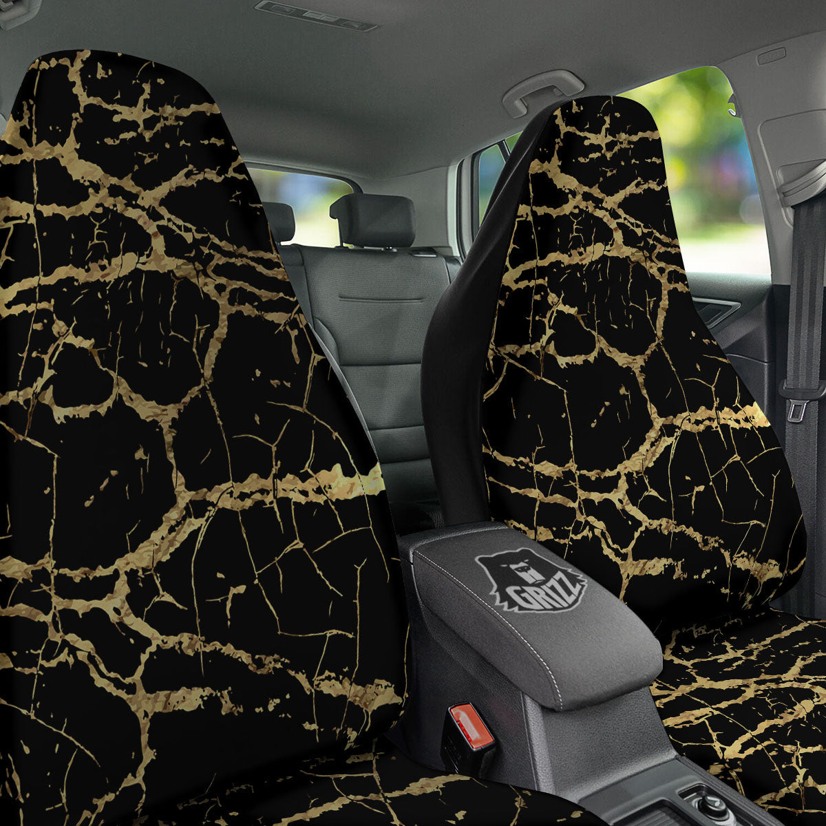 Marble Scratch Black Gold Print Marble Car Seat Covers-grizzshop