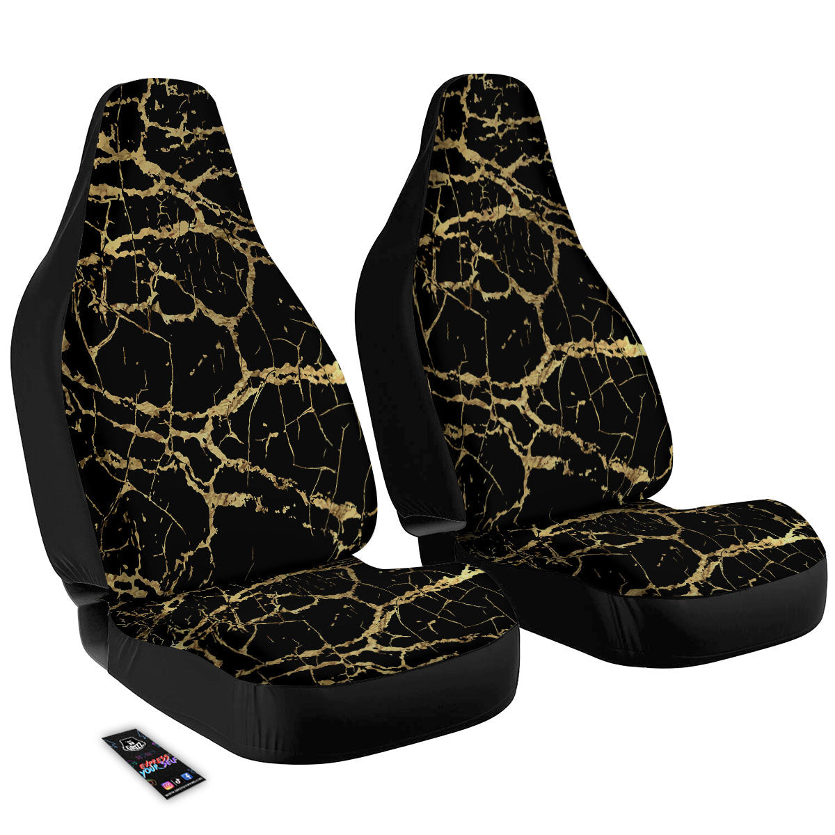 Marble Scratch Black Gold Print Marble Car Seat Covers-grizzshop