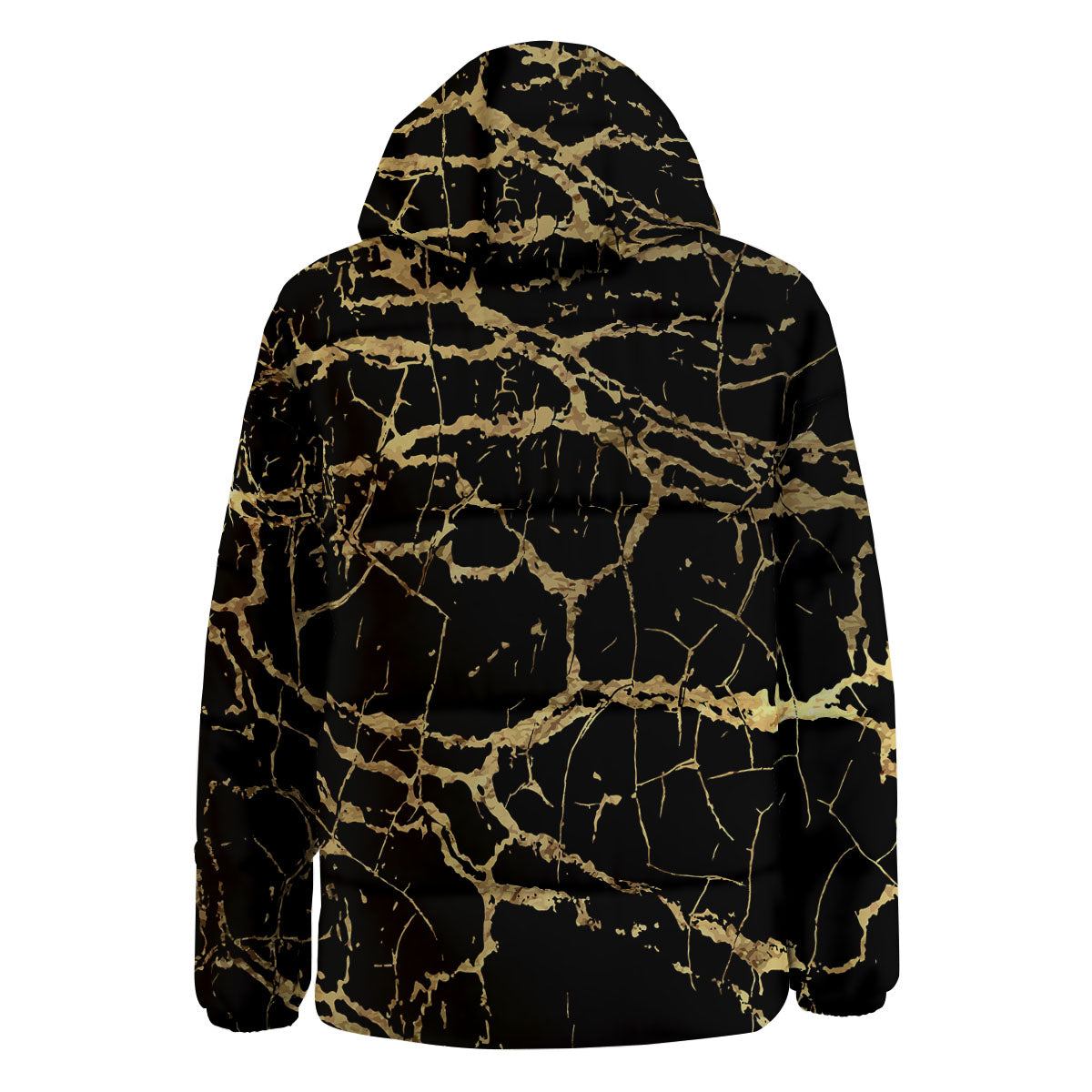 Marble Scratch Black Gold Print Marble Down Jacket-grizzshop