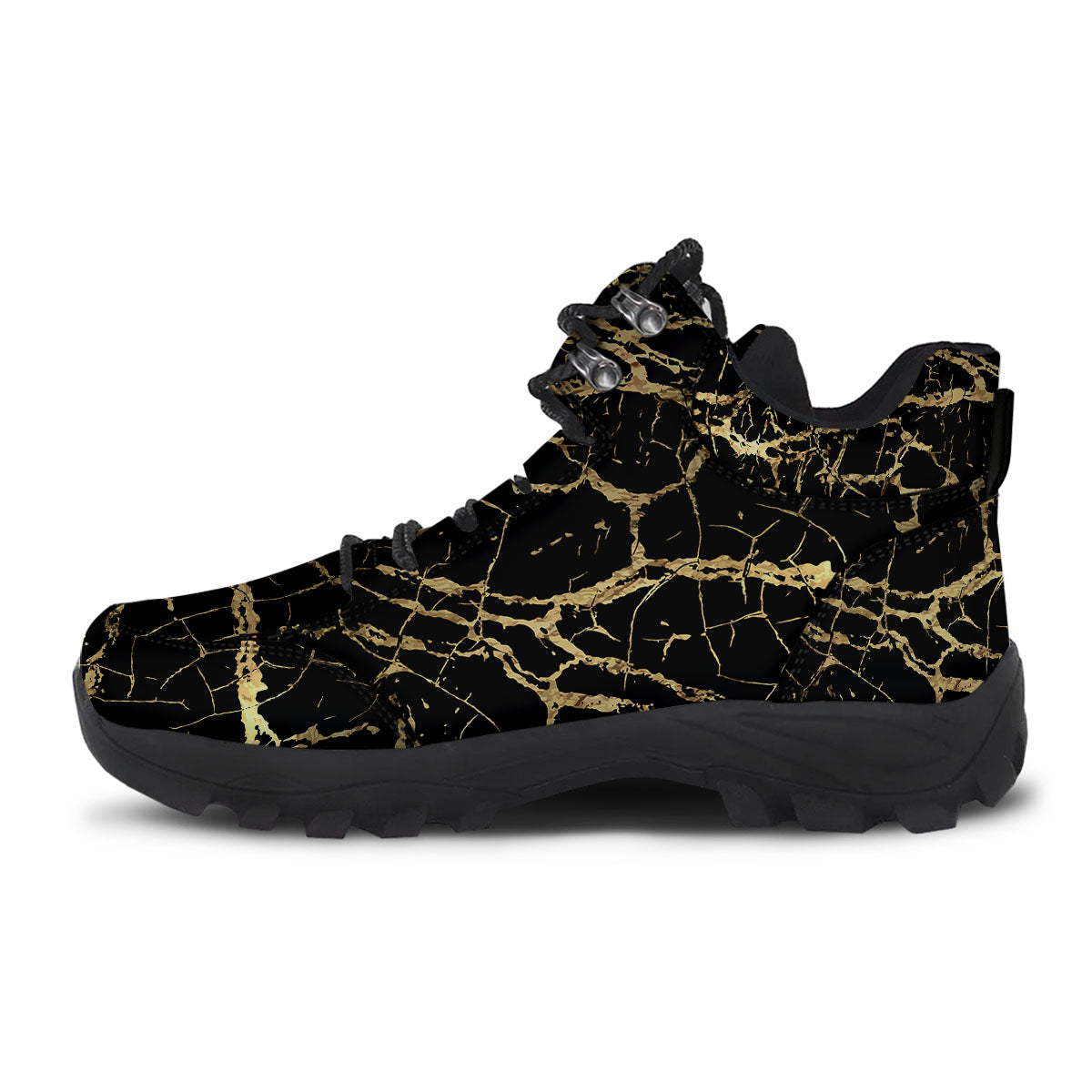 Marble Scratch Black Gold Print Marble Hiking Shoes-grizzshop