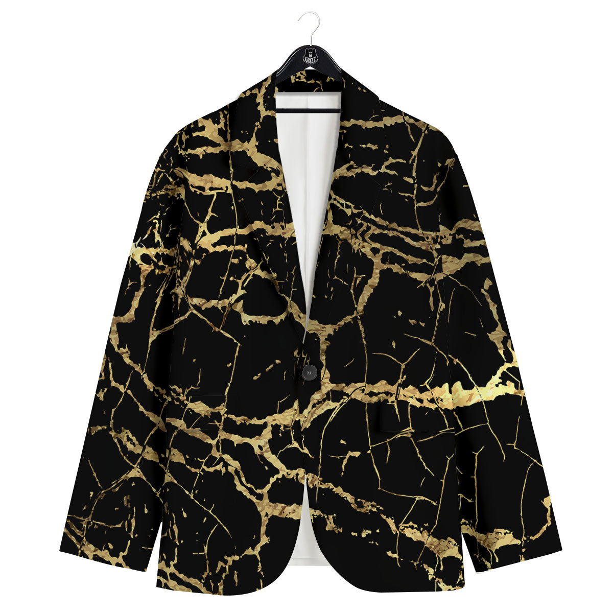 Marble Scratch Black Gold Print Marble Men's Sport Coat-grizzshop