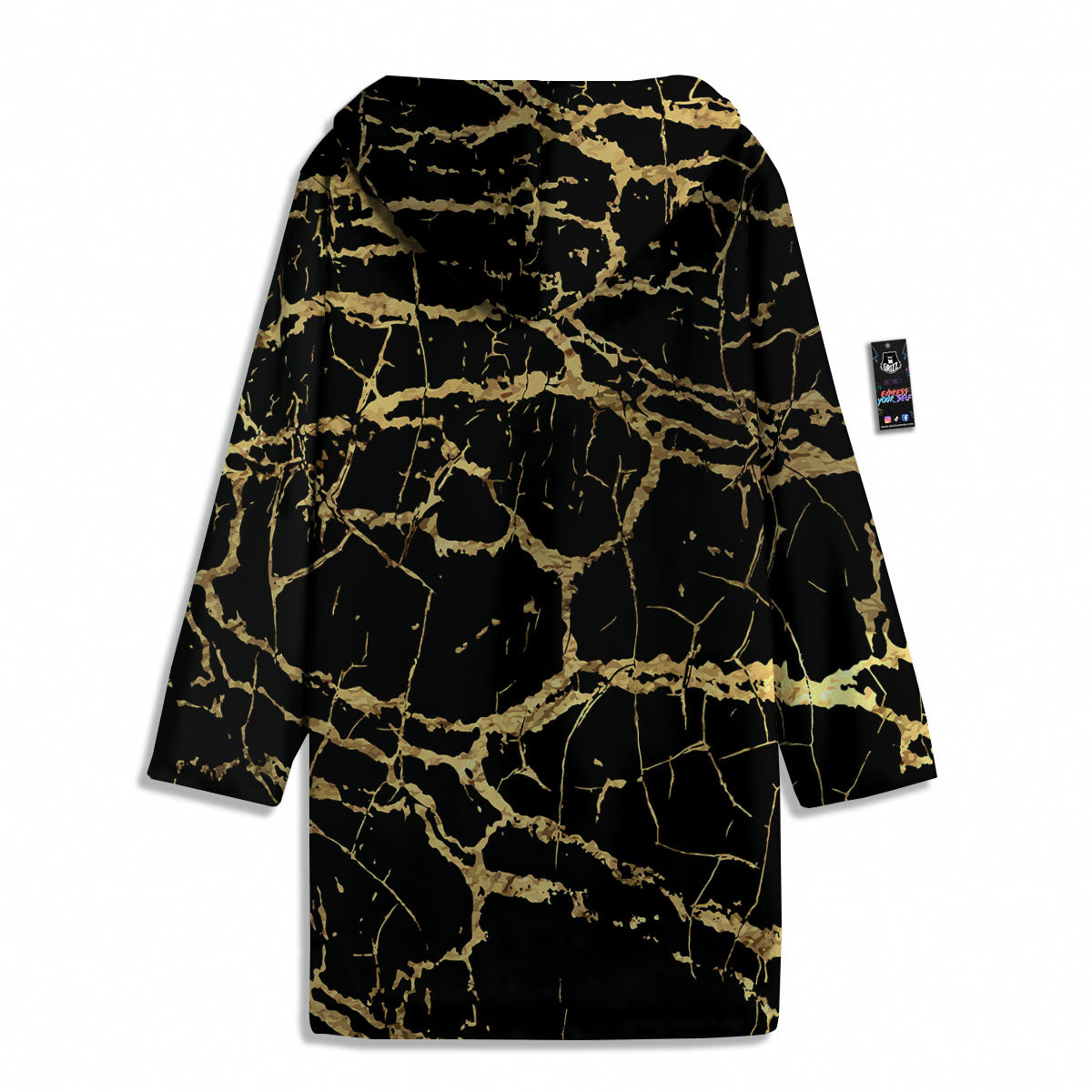 Marble Scratch Black Gold Print Marble Men's Windbreaker Jacket-grizzshop