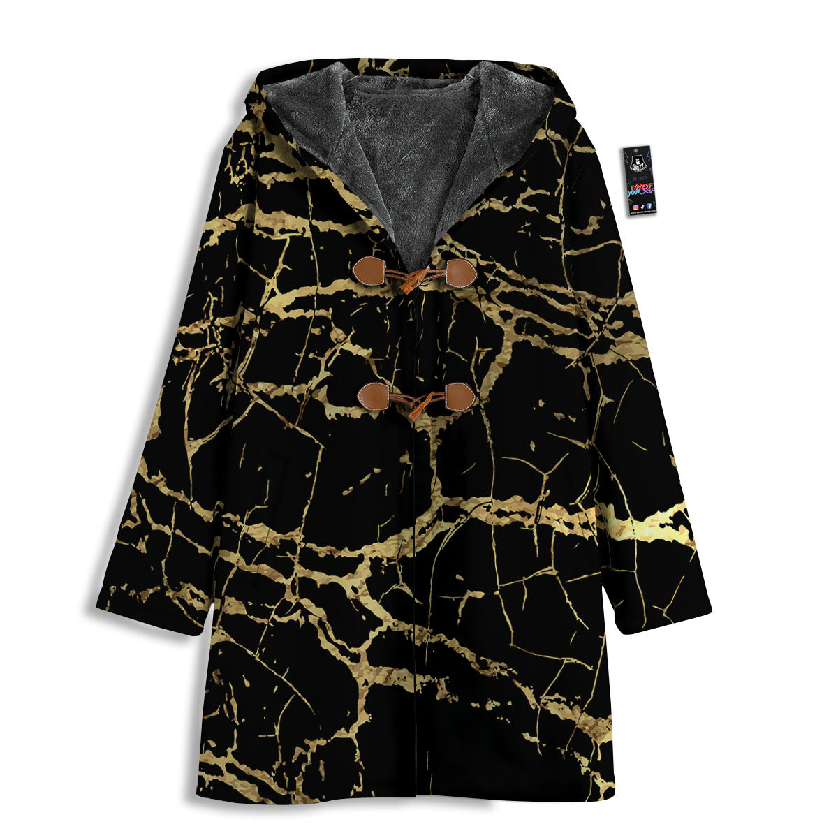 Marble Scratch Black Gold Print Marble Men's Windbreaker Jacket-grizzshop