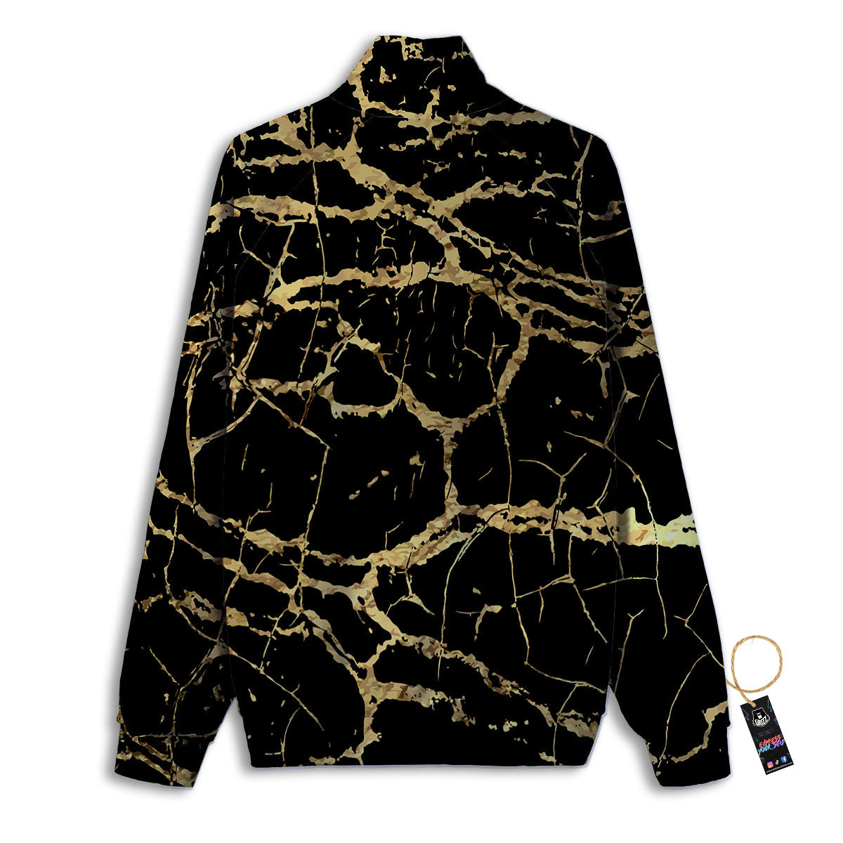 Marble Scratch Black Gold Print Marble Track Jacket-grizzshop