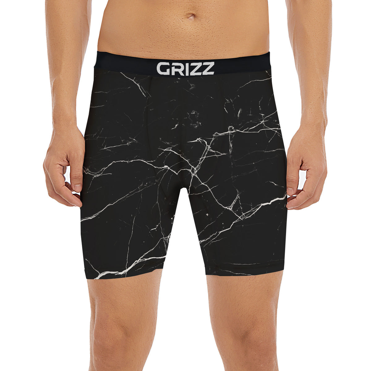 Marble Scratch Black White Print Boxer Briefs-grizzshop