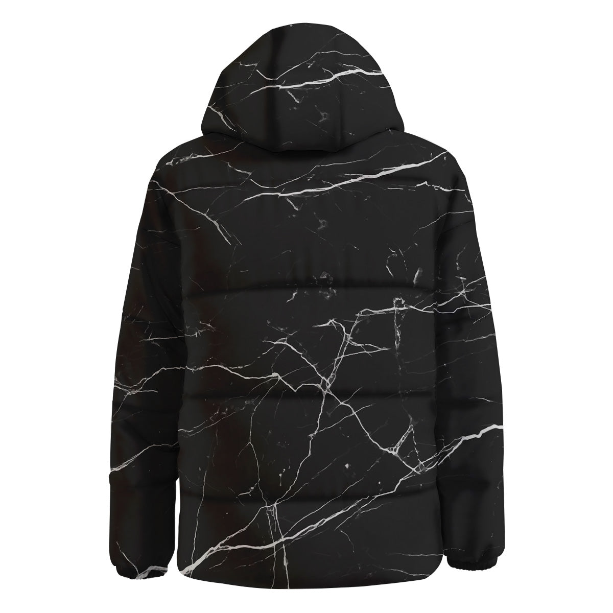 Marble Scratch Black White Print Down Jacket-grizzshop