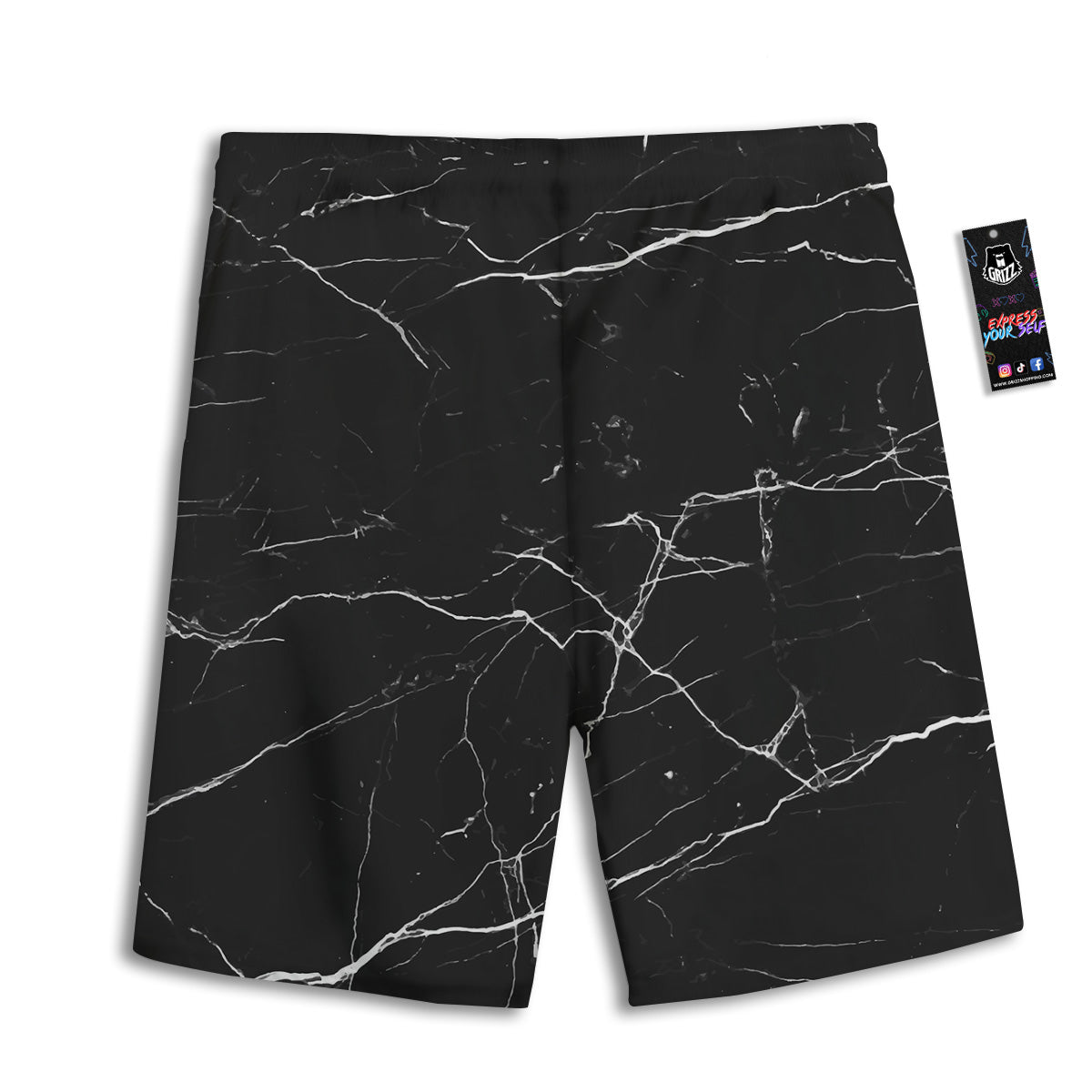 Marble Scratch Black White Print Men's Athletic Shorts