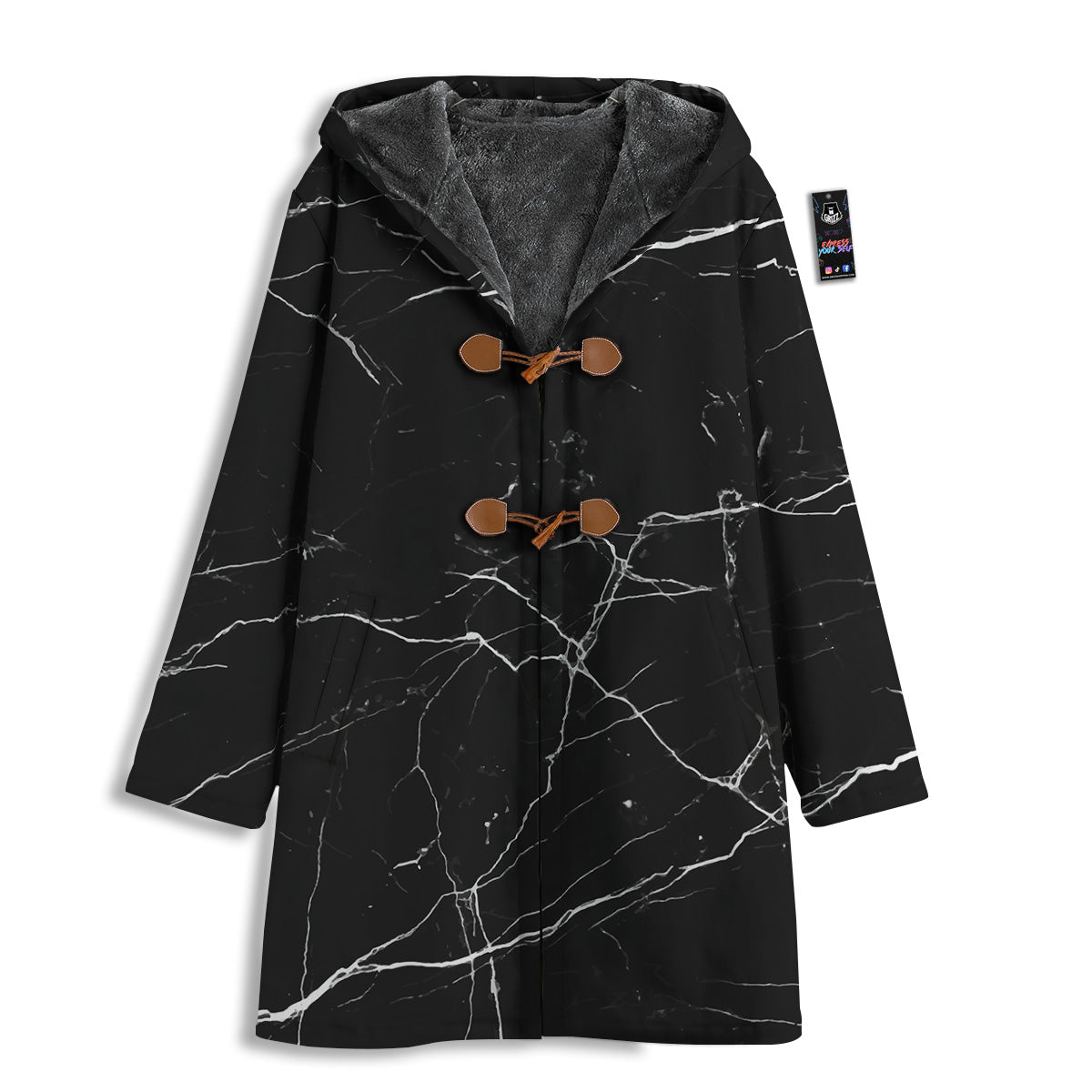 Marble Scratch Black White Print Men's Windbreaker Jacket-grizzshop