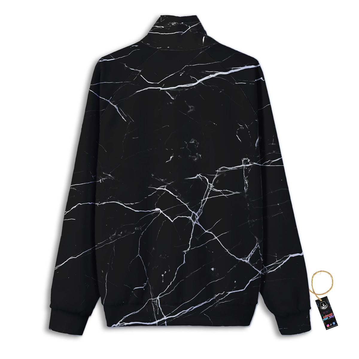 Marble Scratch Black White Print Track Jacket-grizzshop