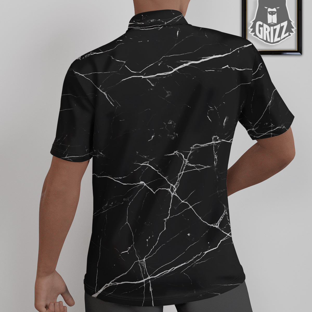 Marble Scratch Black White Print Untucked Shirts-grizzshop