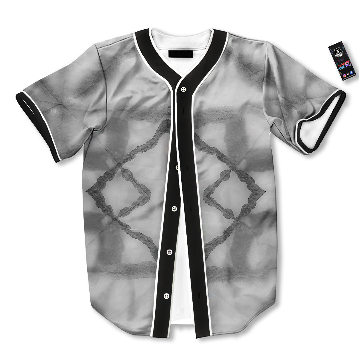 Marble Silver Grey Print Pattern Baseball Jersey-grizzshop