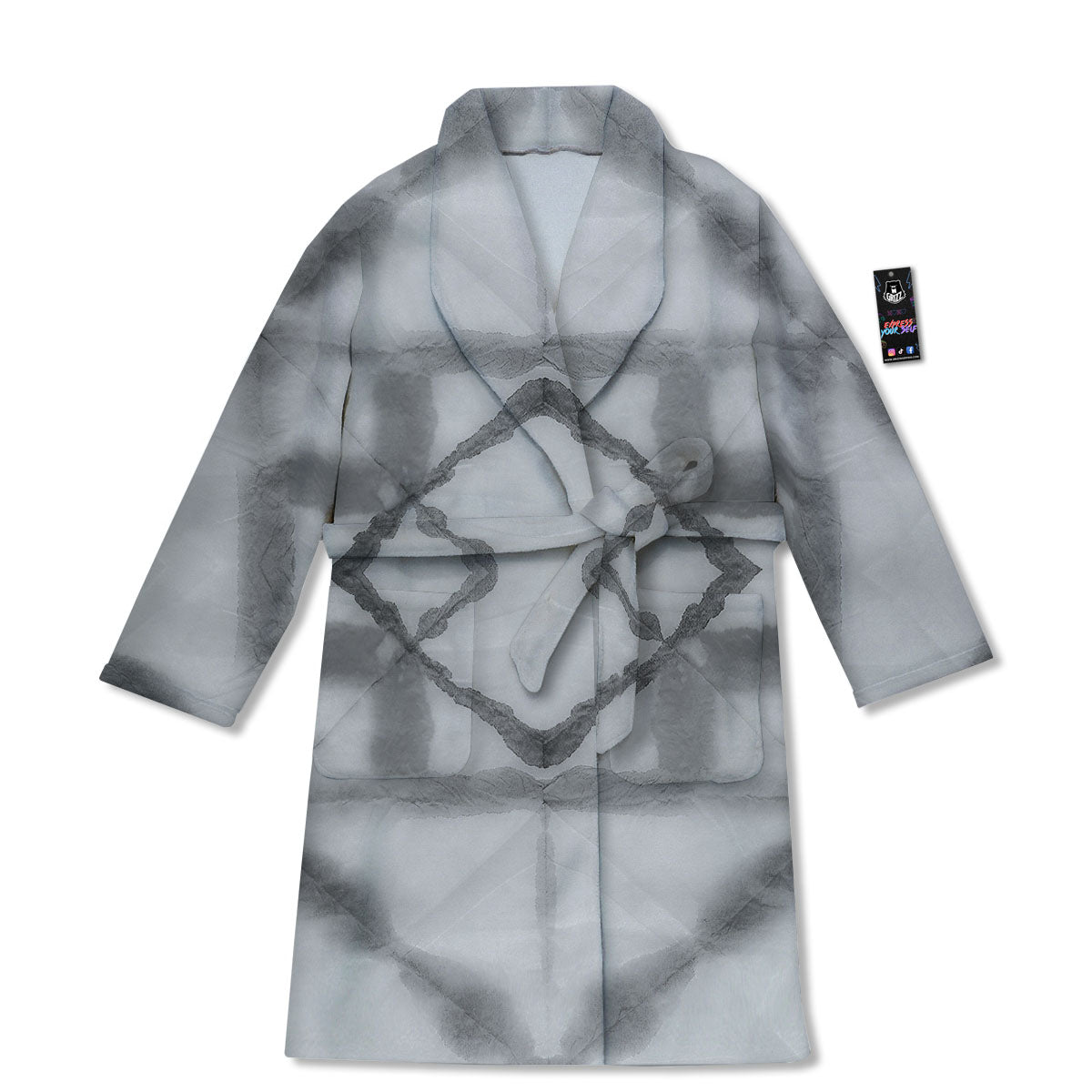 Marble Silver Grey Print Pattern Bathrobe-grizzshop