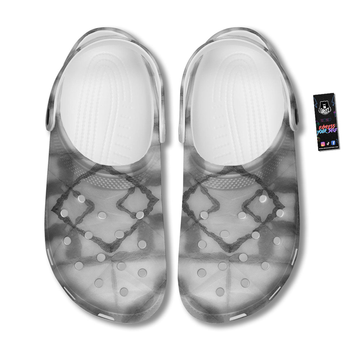 Marble Silver Grey Print Pattern Clog-grizzshop