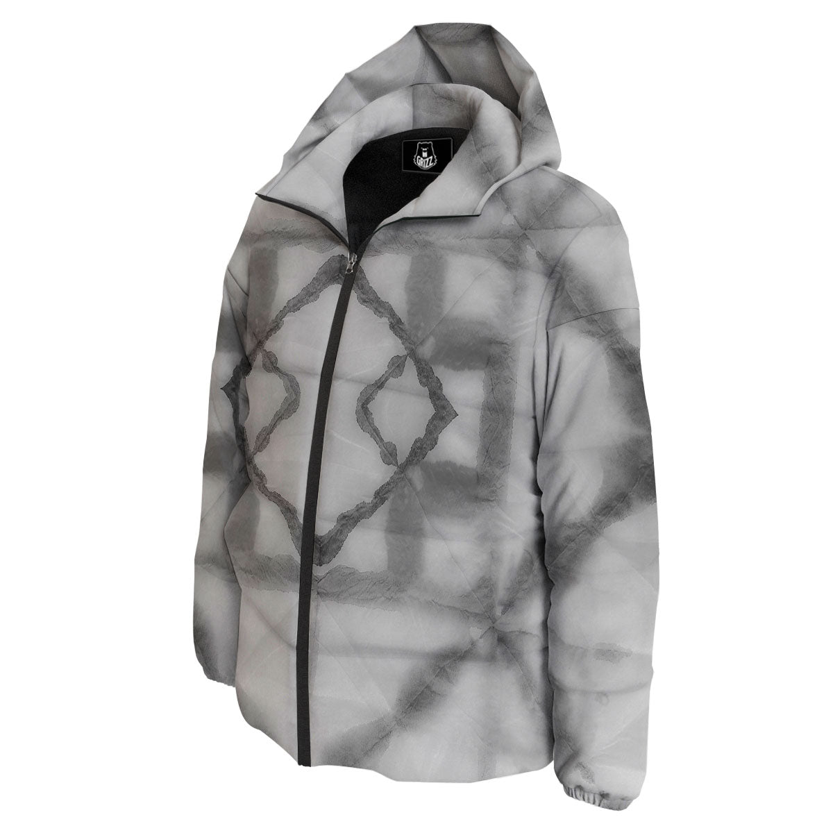 Marble Silver Grey Print Pattern Down Jacket-grizzshop