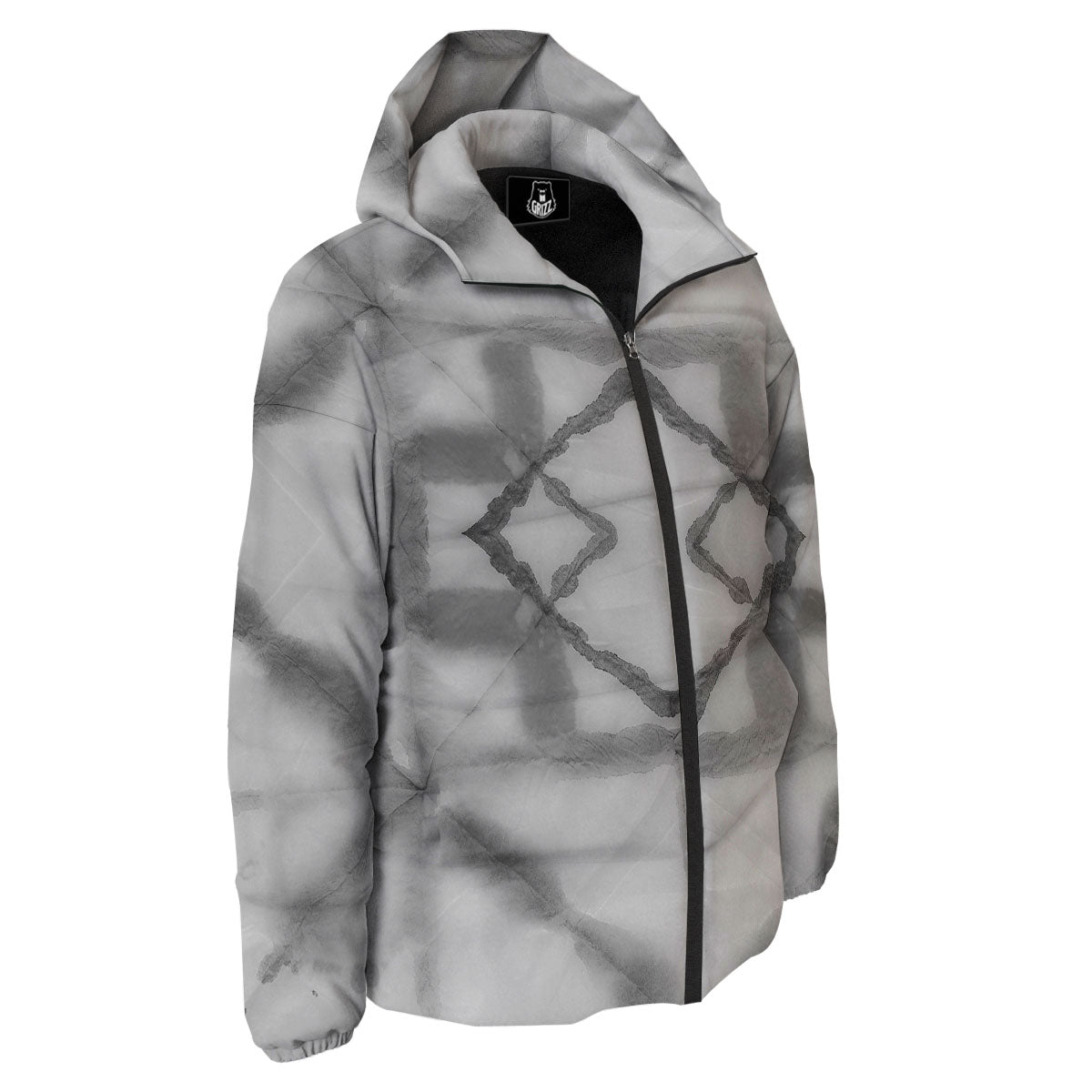 Marble Silver Grey Print Pattern Down Jacket-grizzshop
