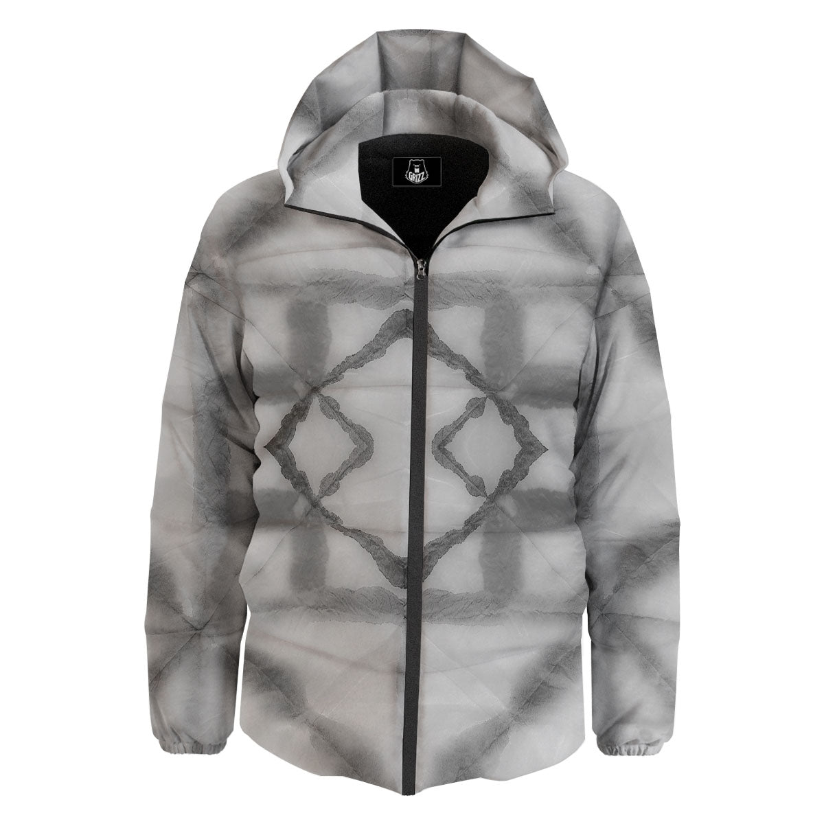 Marble Silver Grey Print Pattern Down Jacket-grizzshop
