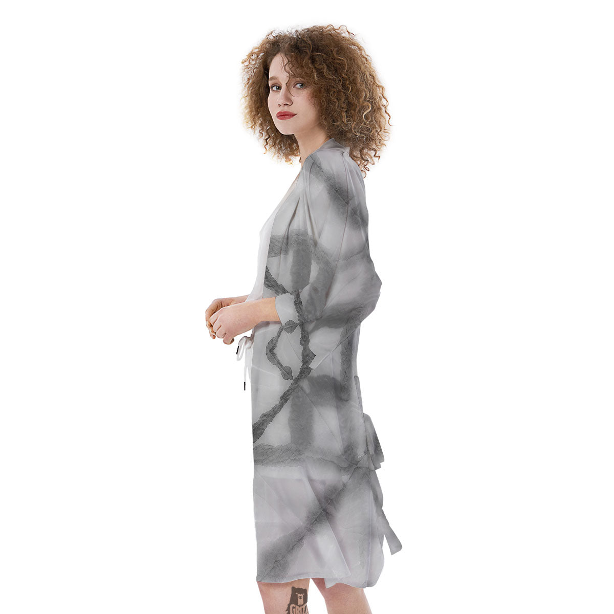 Marble Silver Grey Print Pattern Kimono-grizzshop