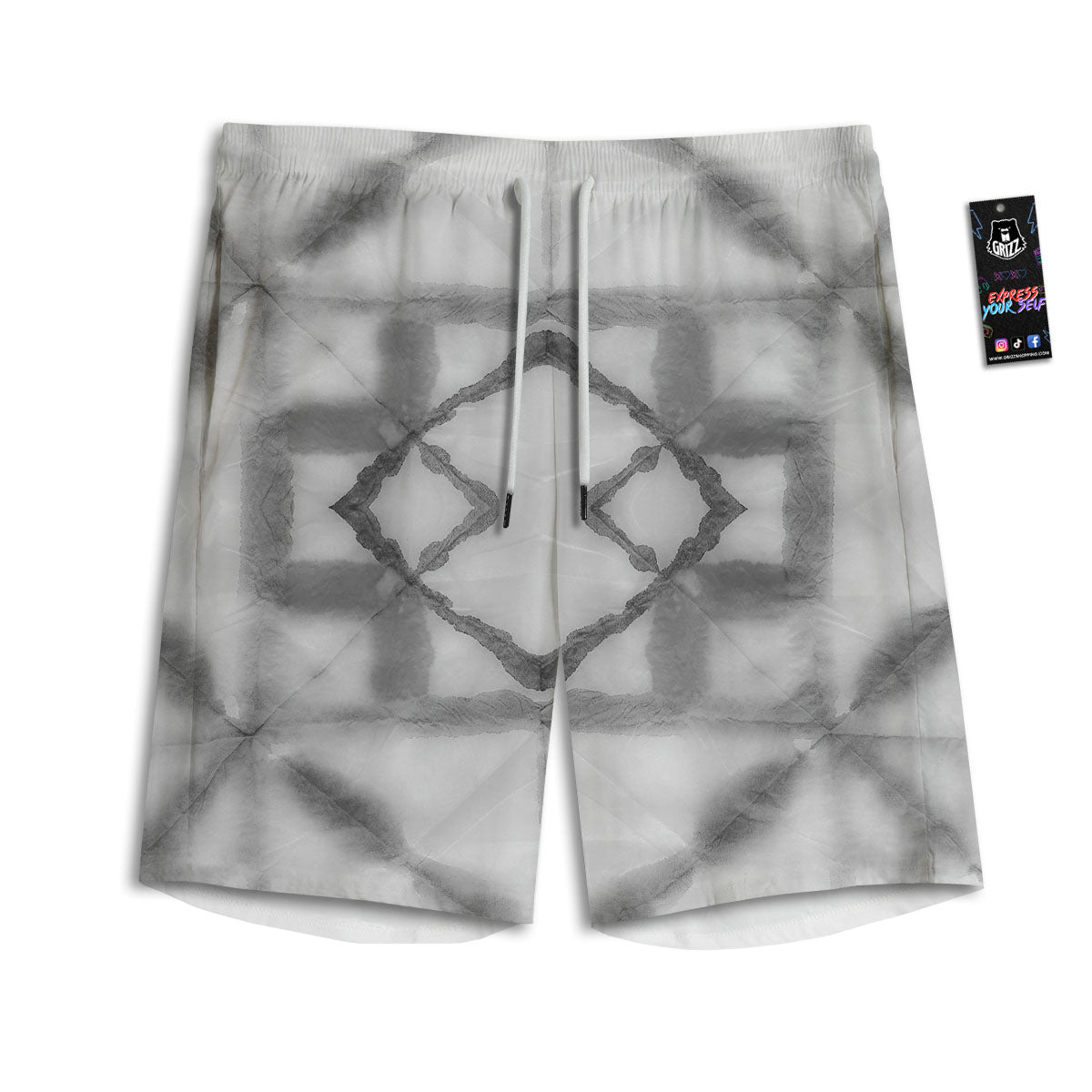 Marble Silver Grey Print Pattern Men's Athletic Shorts