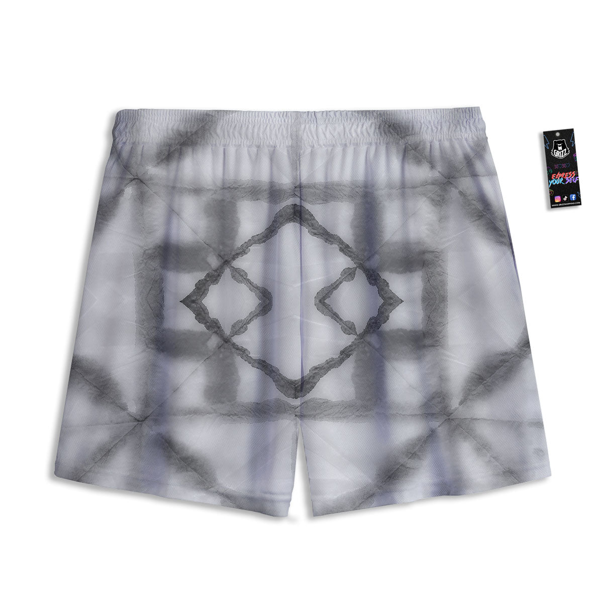 Marble Silver Grey Print Pattern Mesh Shorts