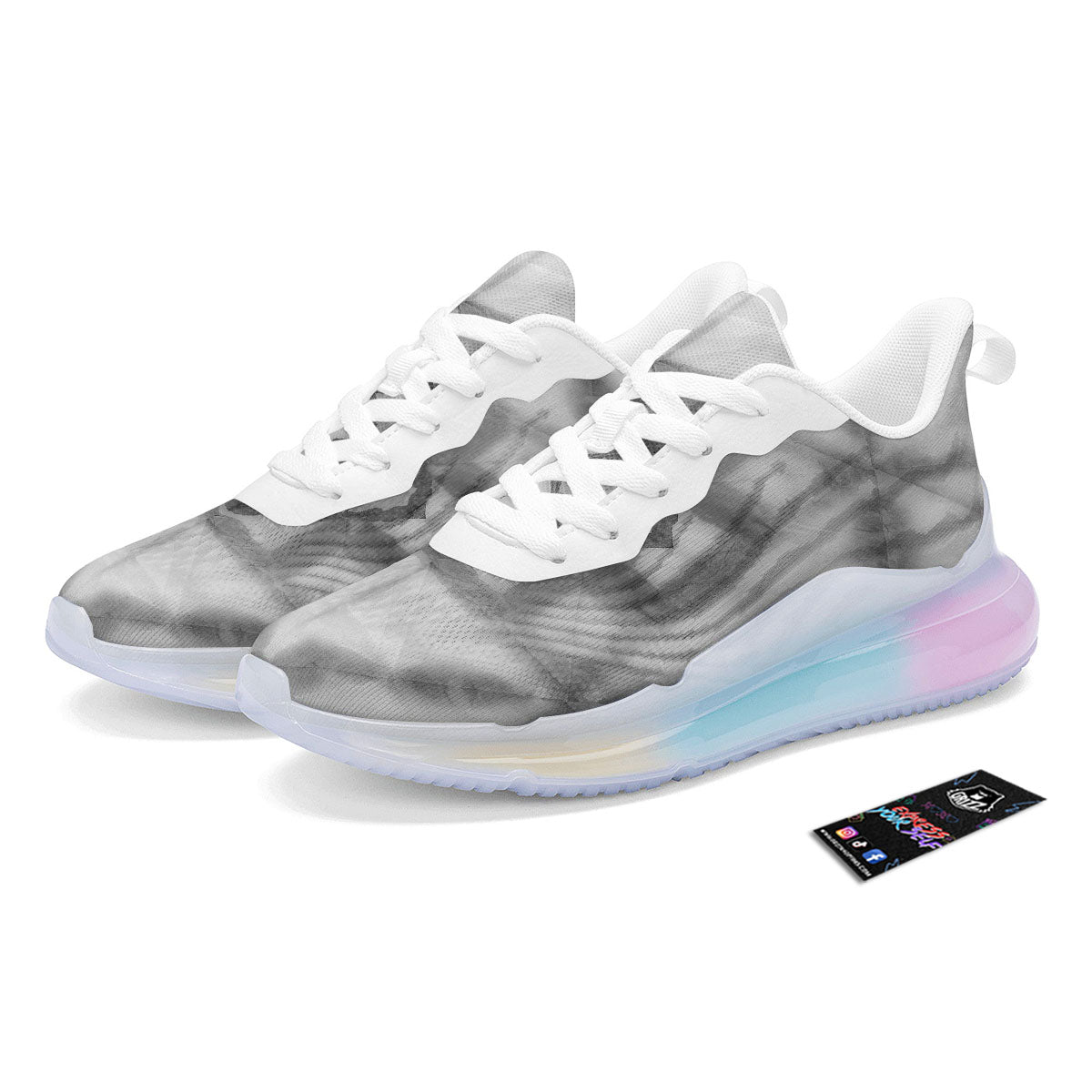 Marble Silver Grey Print Pattern Running Sneakers-grizzshop