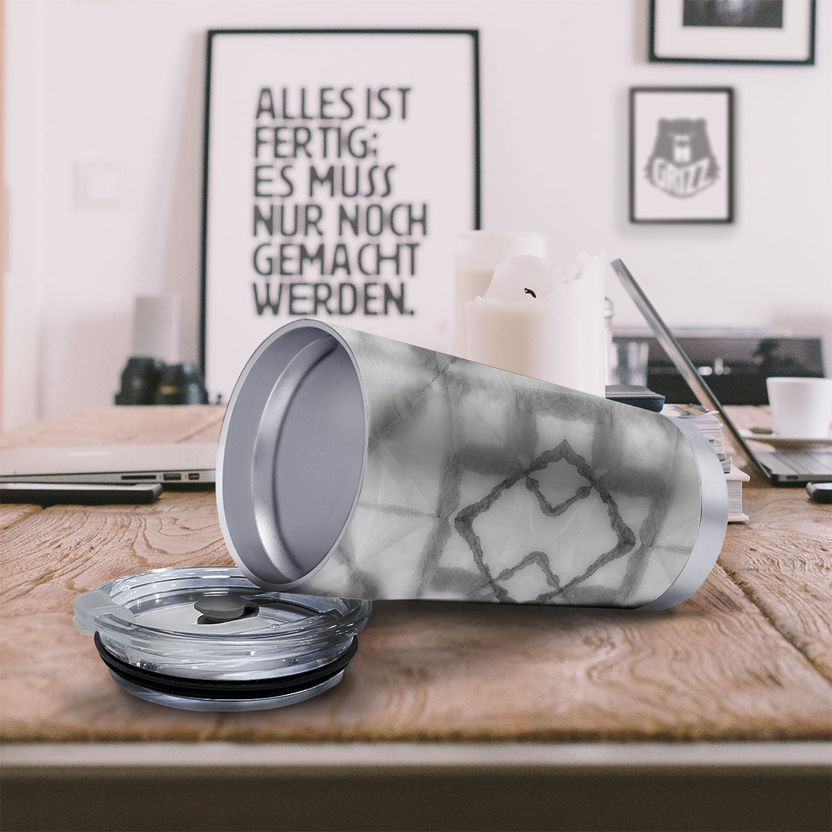Marble Silver Grey Print Pattern Tumbler-grizzshop