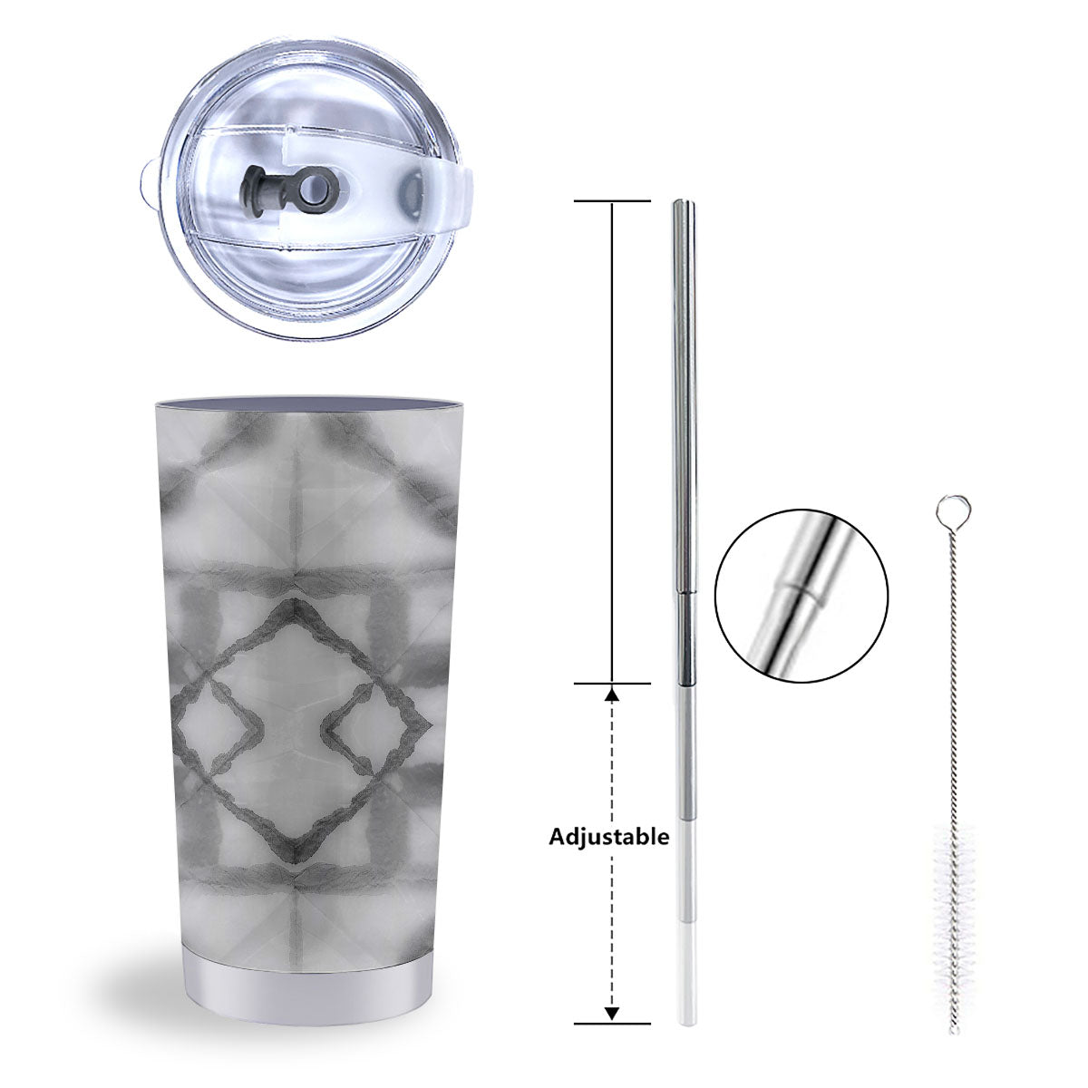 Marble Silver Grey Print Pattern Tumbler-grizzshop