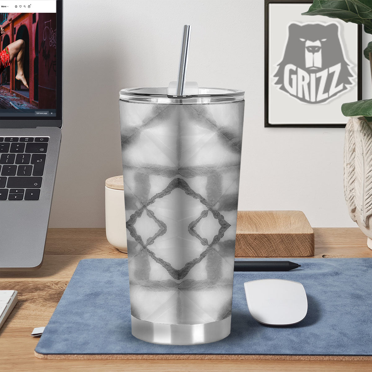 Marble Silver Grey Print Pattern Tumbler-grizzshop