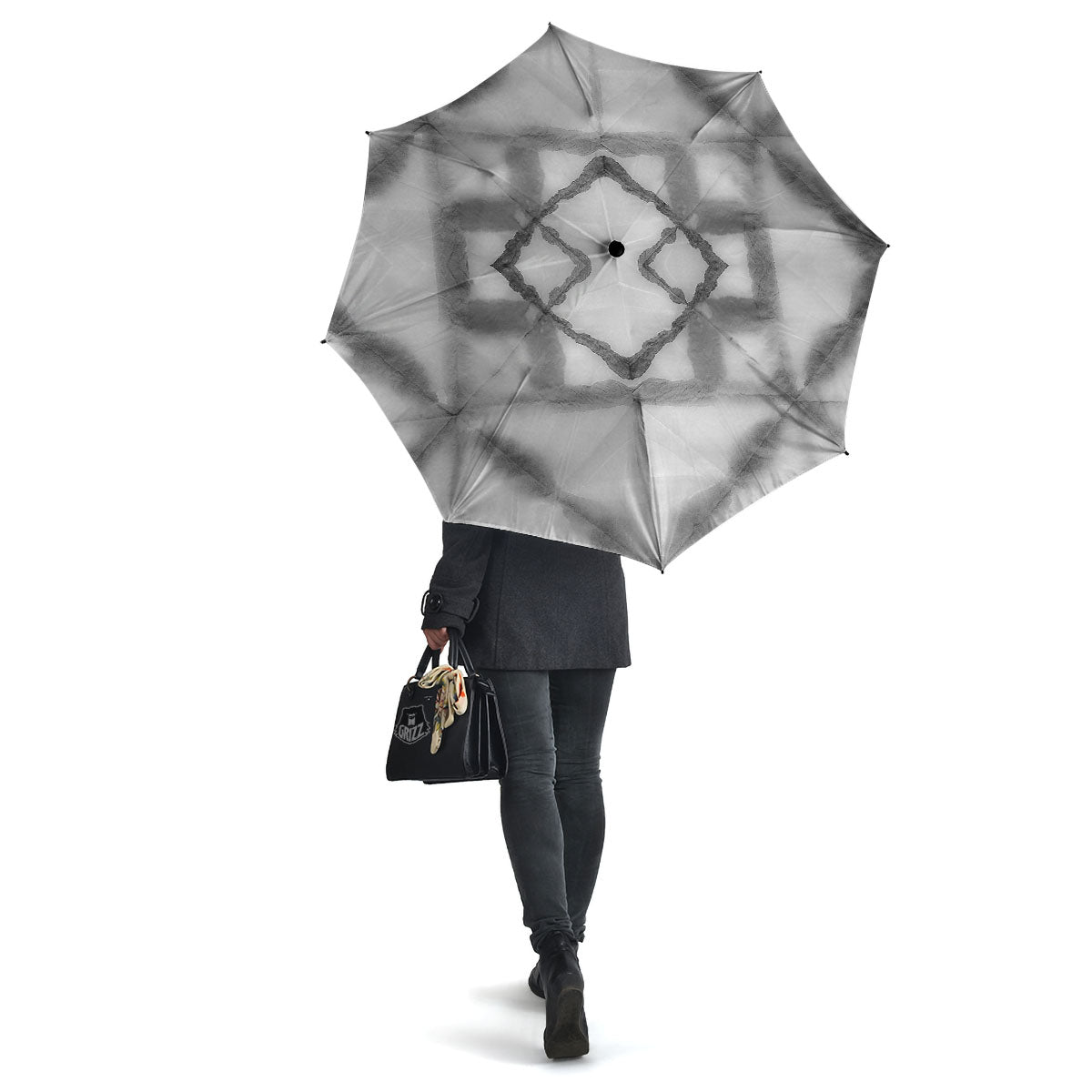 Marble Silver Grey Print Pattern Umbrella-grizzshop