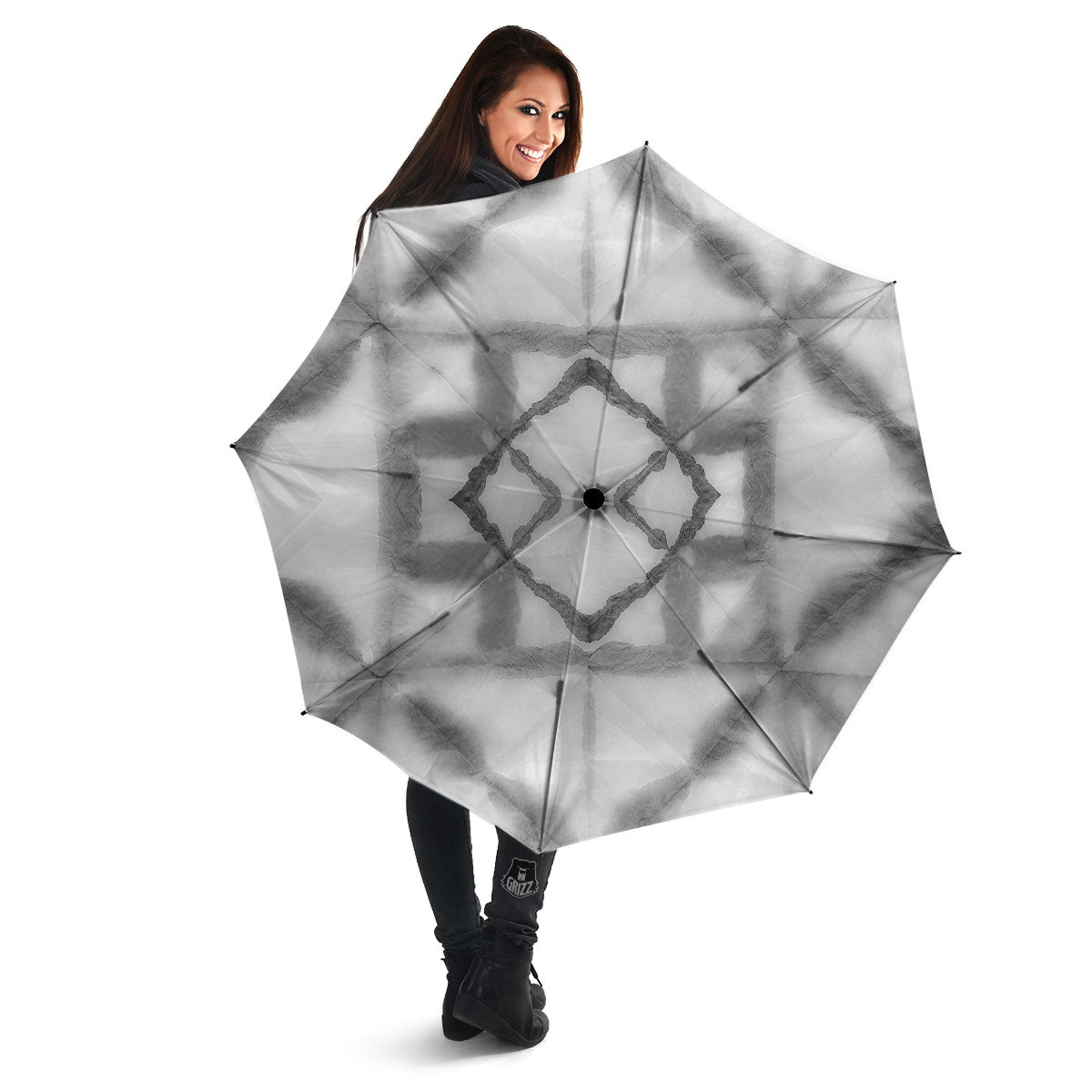 Marble Silver Grey Print Pattern Umbrella-grizzshop