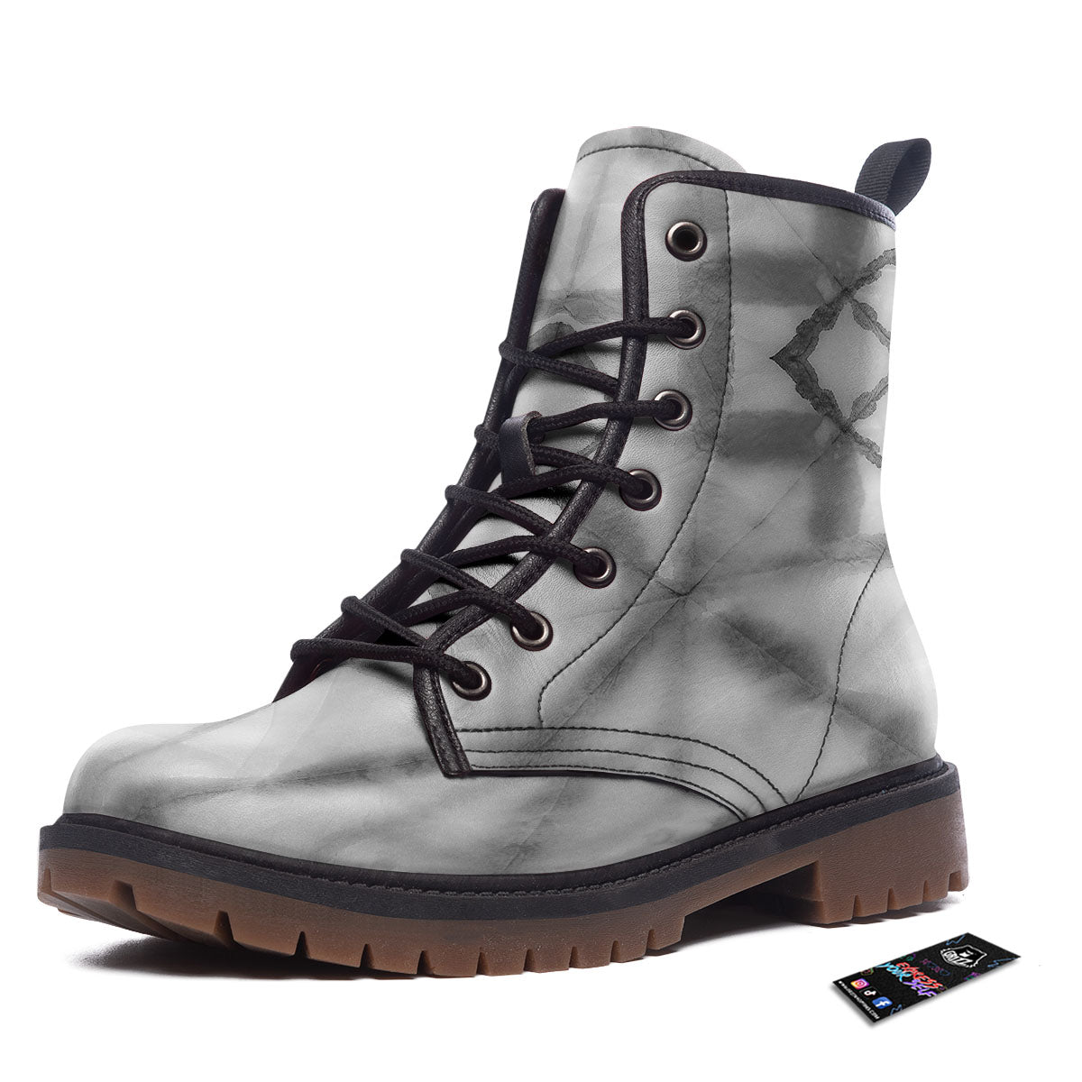 Marble Silver Grey Print Pattern Work Boots-grizzshop