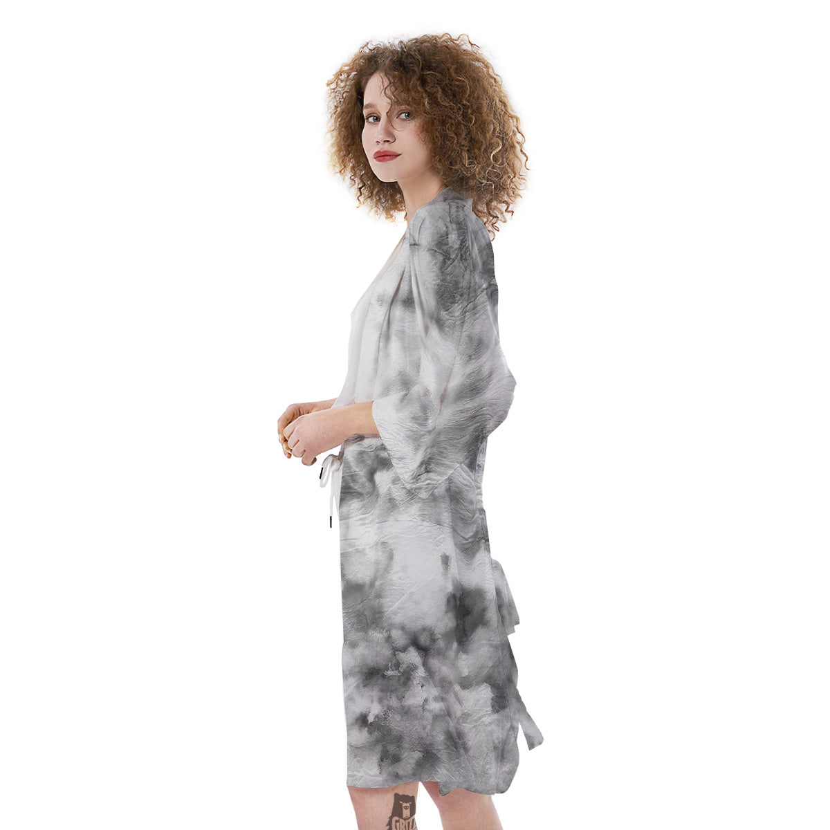 Marble Smoke Black White Print Kimono-grizzshop