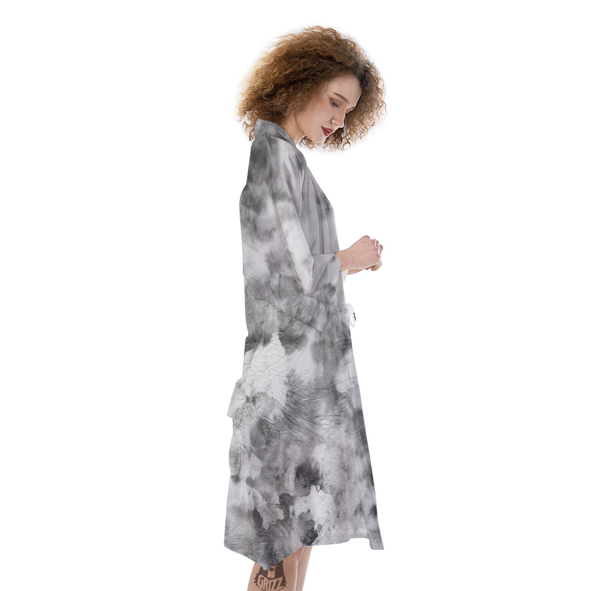 Marble Smoke Black White Print Kimono-grizzshop