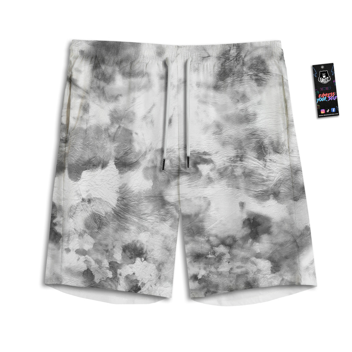 Marble Smoke Black White Print Men's Athletic Shorts