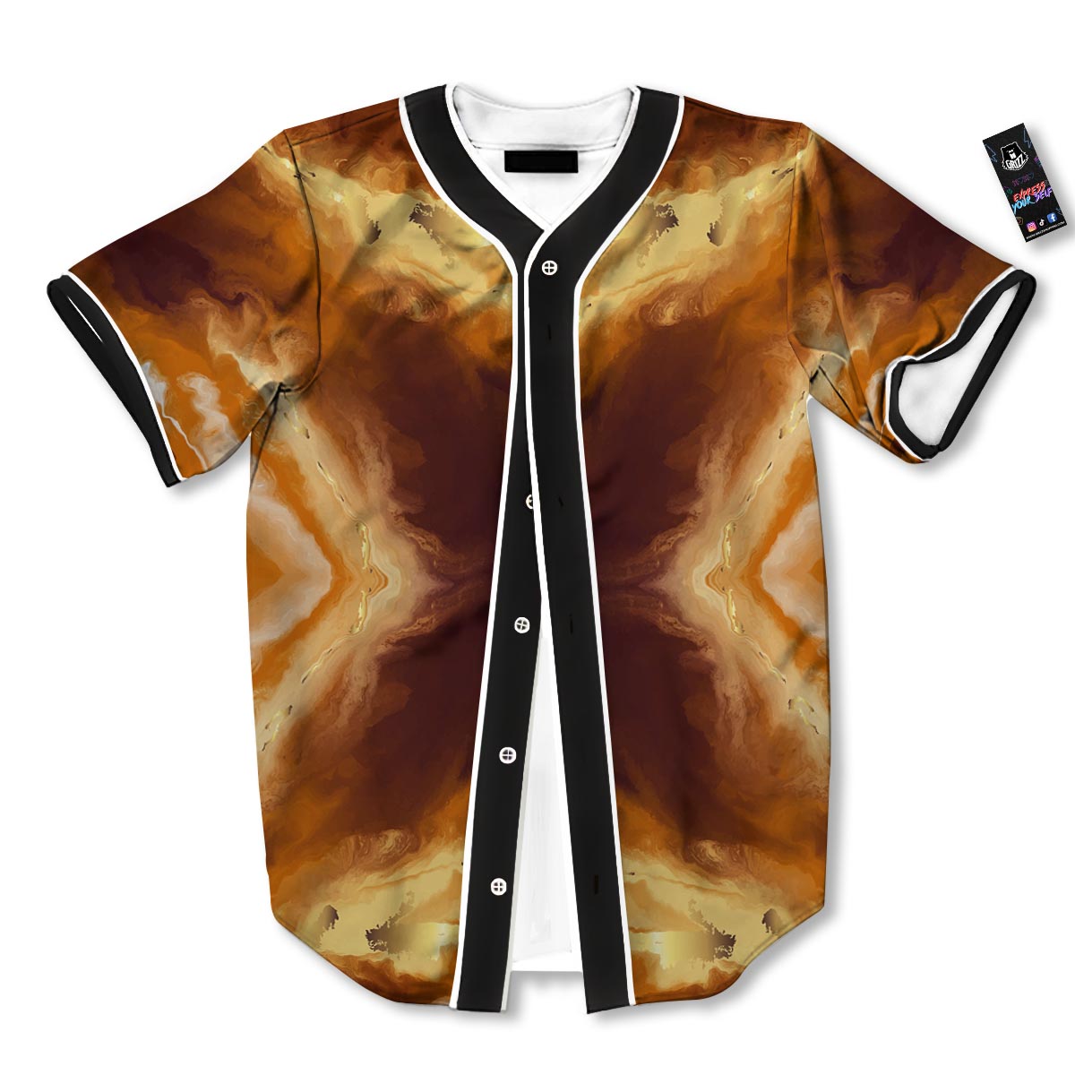 Marble Sugar Brown Print Pattern Baseball Jersey-grizzshop