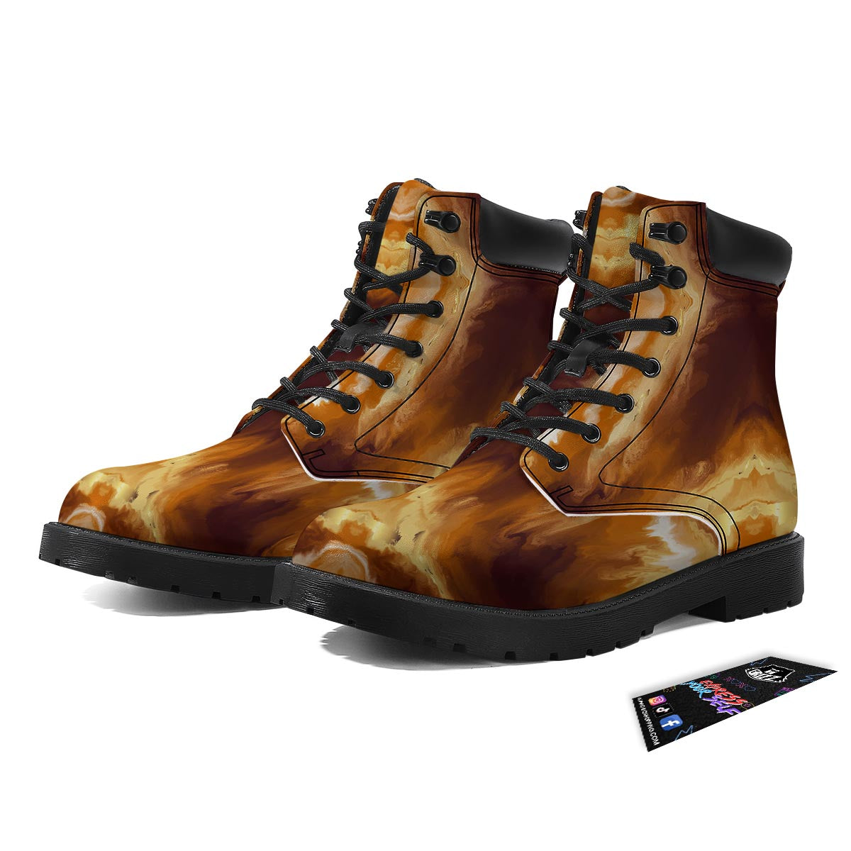 Marble Sugar Brown Print Pattern Boots-grizzshop