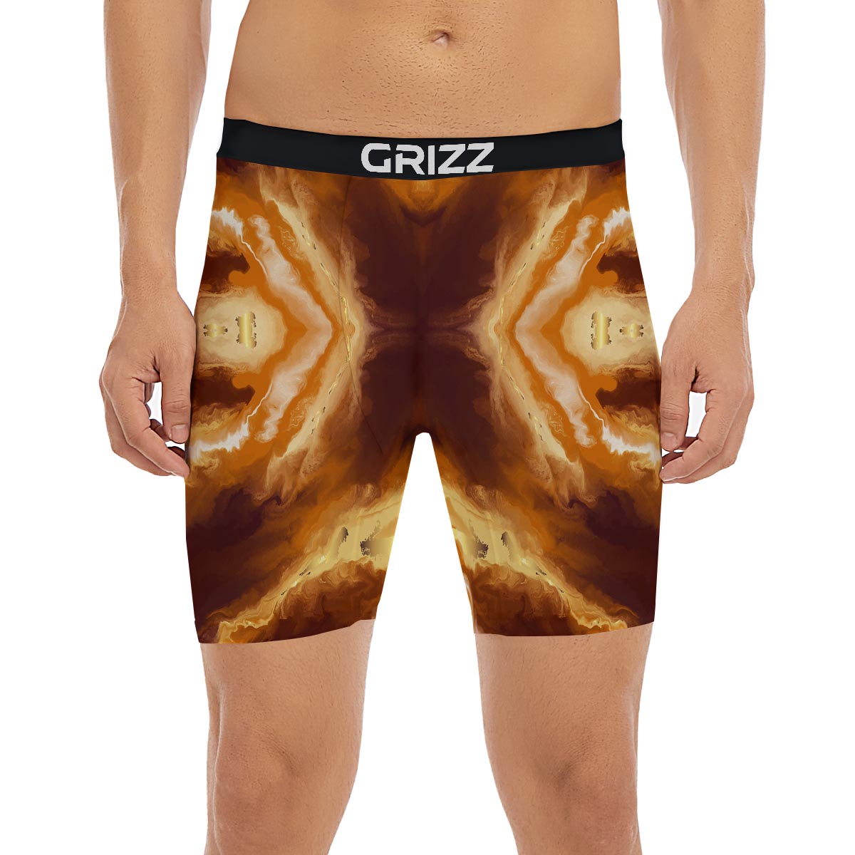 Marble Sugar Brown Print Pattern Boxer Briefs-grizzshop
