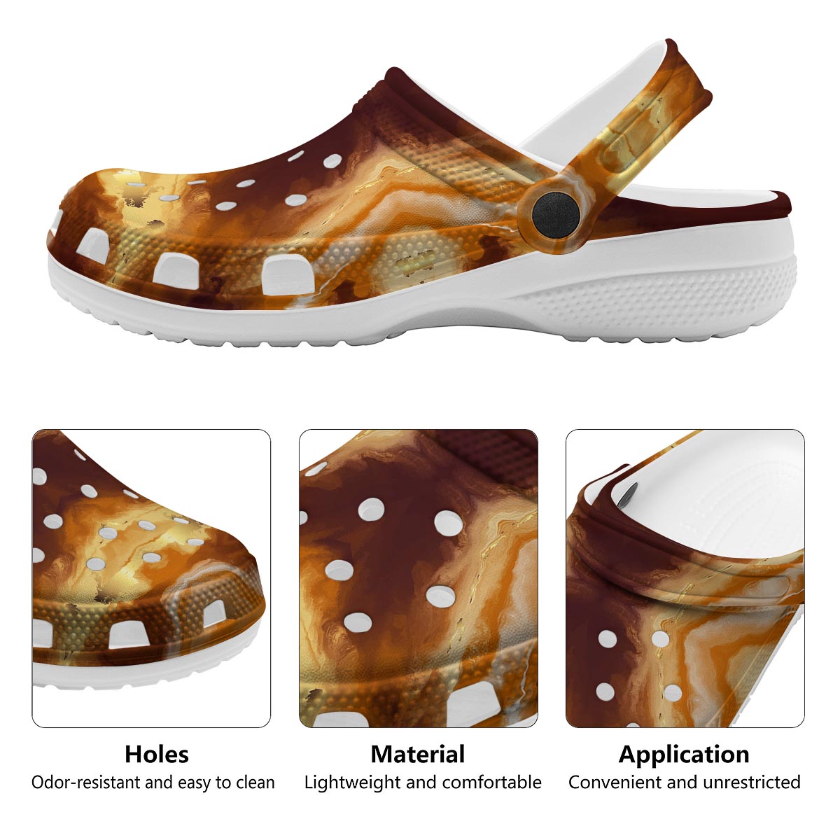 Marble Sugar Brown Print Pattern Clog-grizzshop
