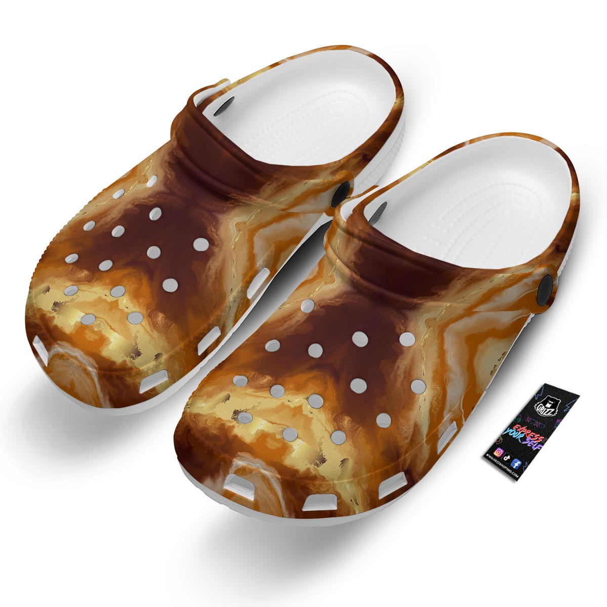 Marble Sugar Brown Print Pattern Clog-grizzshop