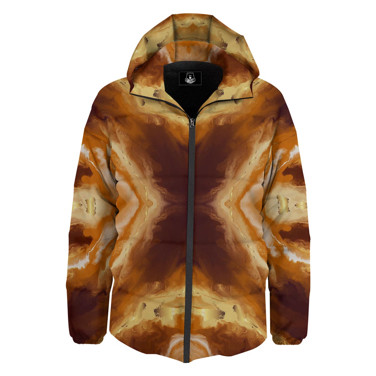 Marble Sugar Brown Print Pattern Down Jacket-grizzshop