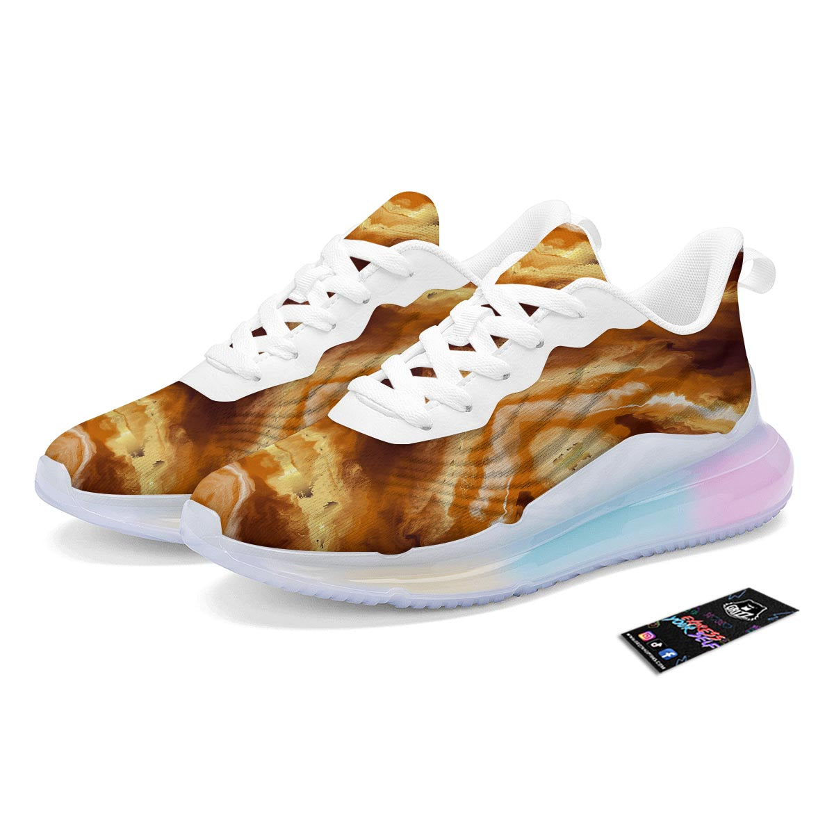 Marble Sugar Brown Print Pattern Running Sneakers-grizzshop