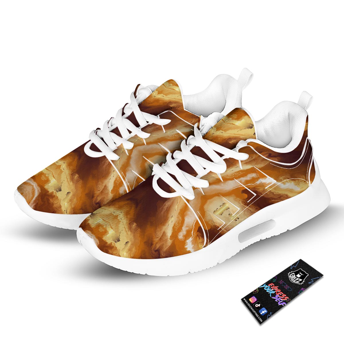Marble Sugar Brown Print Pattern Tennis Shoes-grizzshop
