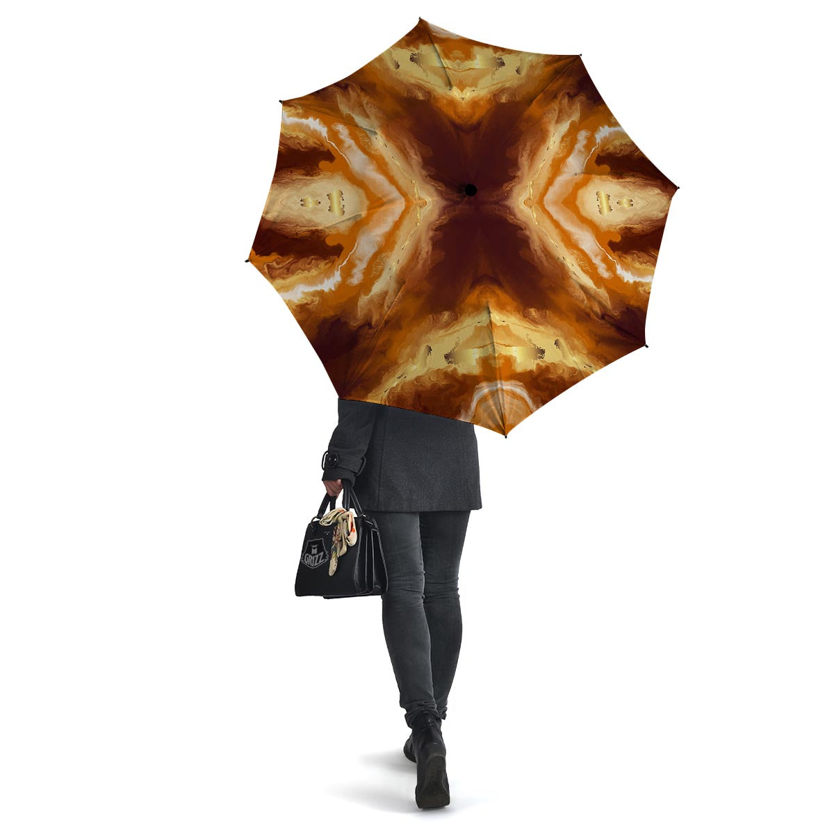 Marble Sugar Brown Print Pattern Umbrella-grizzshop